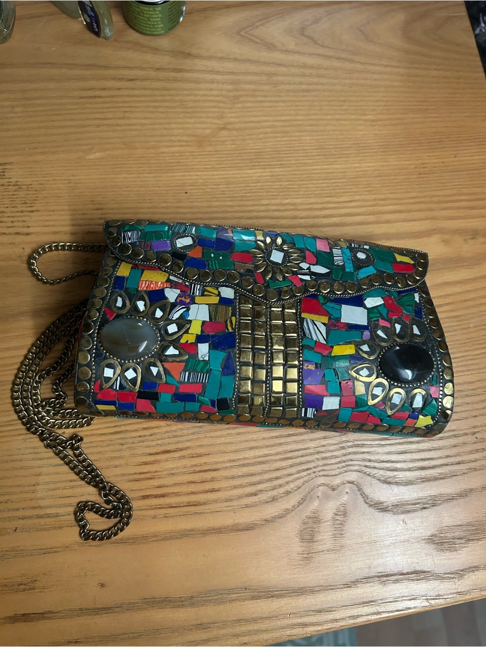 Mosaic Embellished Chain Bag - Multicolor